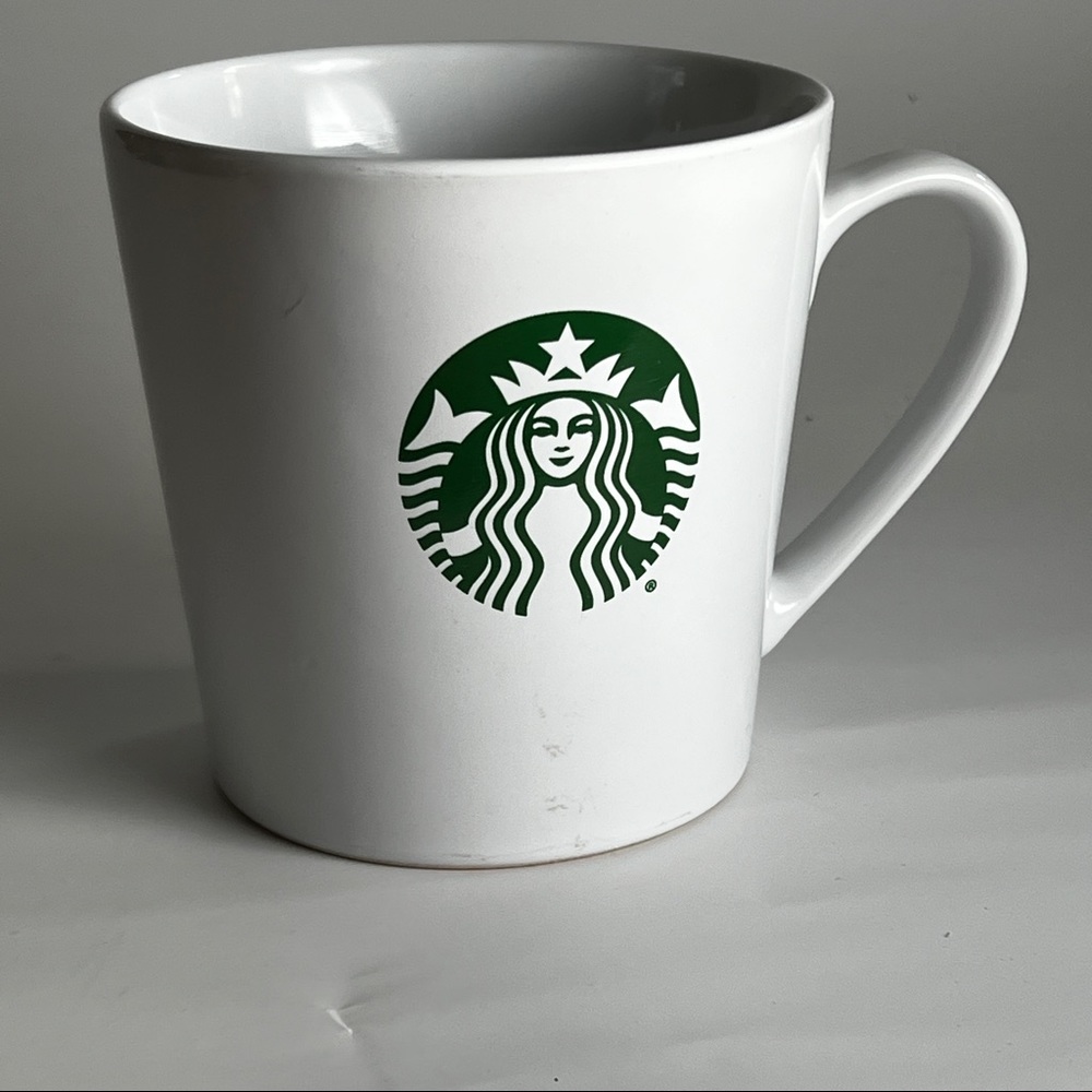 2016 Starbucks coffee mug cup minimalist side stripe logo simple white 14oz.